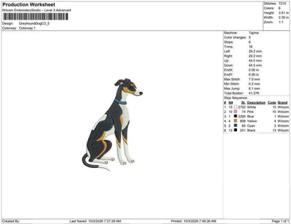 Greyhound Dog Embroidery Designs: Blue Collar Greyhound Machine Embroidery File with Blue Collar Embroidery Design (Digital Download)
