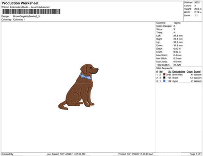 Brown Dog Bowtie Embroidery Designs: Brown Dog Embroidery File Cute Puppy with Blue Bow Tie Embroidery Machine File (Digital Download)
