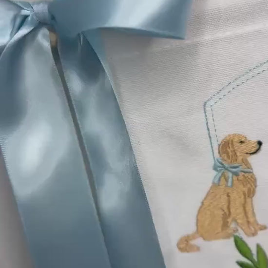 Golden Retriever Laurel Embroidery Design: Dog Banner Embroidery Crest Frame (Digital Download)